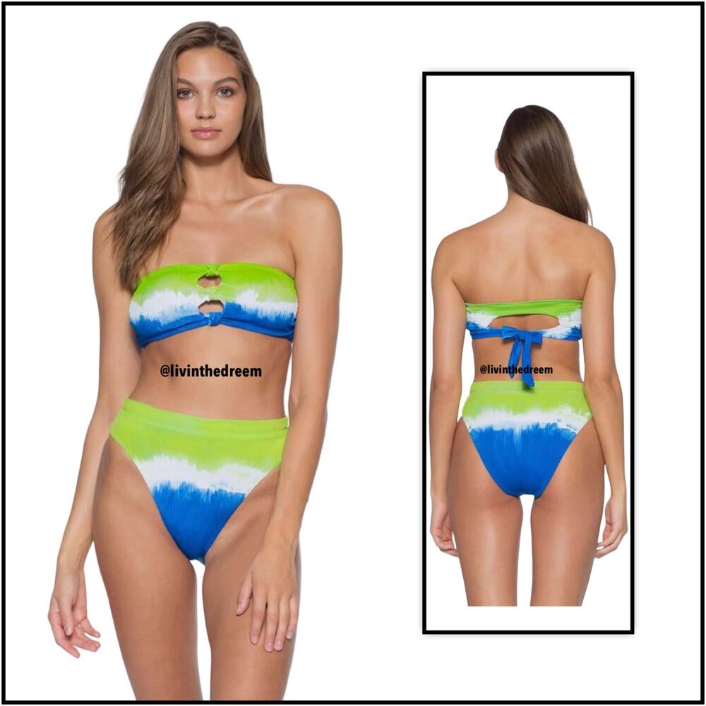 SOLUNA SWIM Moonlight Tie-Dye Bandeau Large Set $155